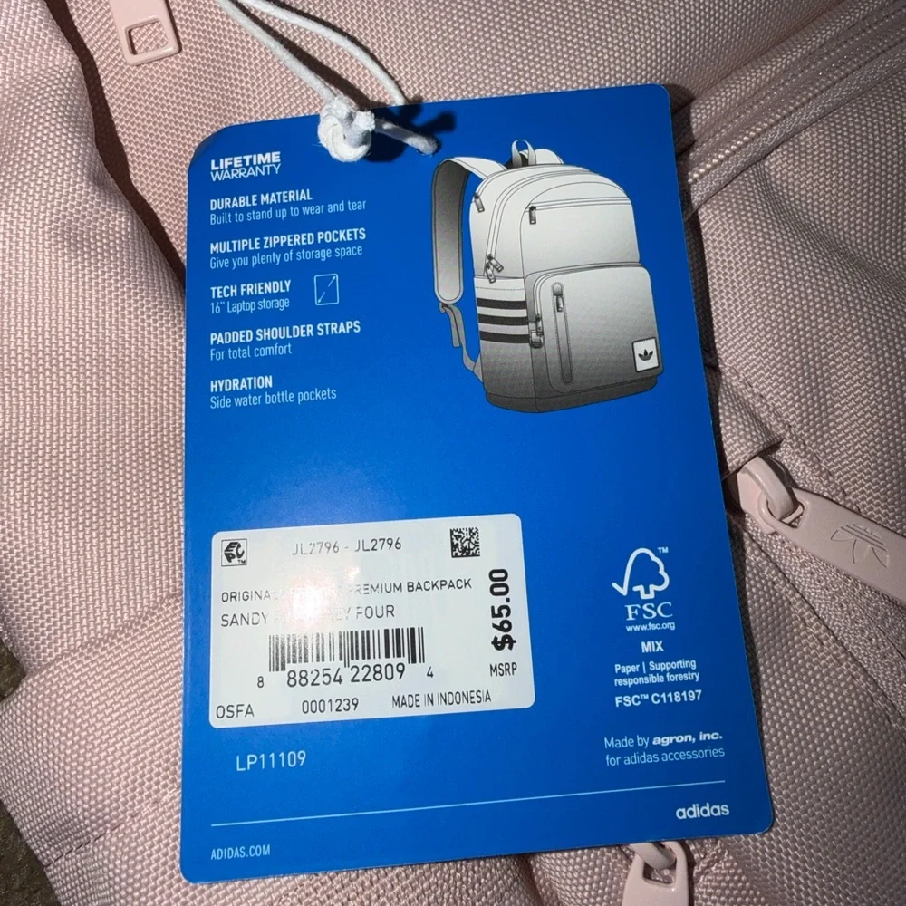 adidas Pink Trefoil Daypack - Picture 6 of 6